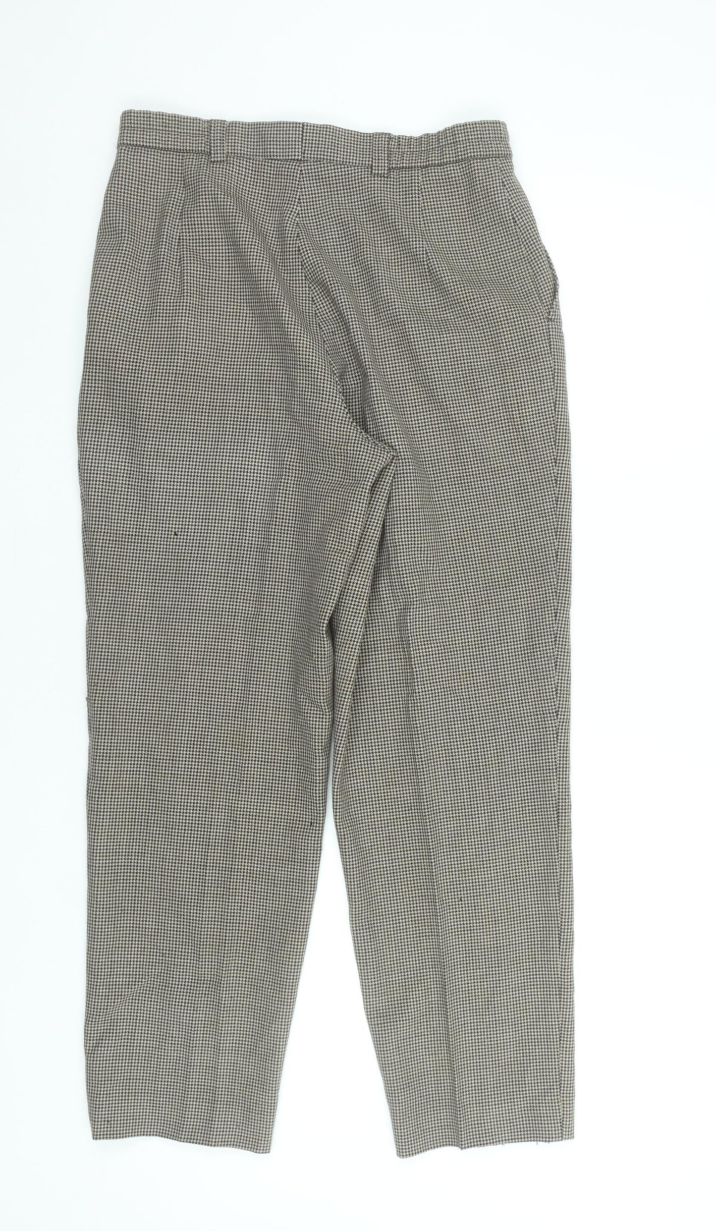 Gardeur Women's Brown Houndstooth Wool Slim Trousers Size 12