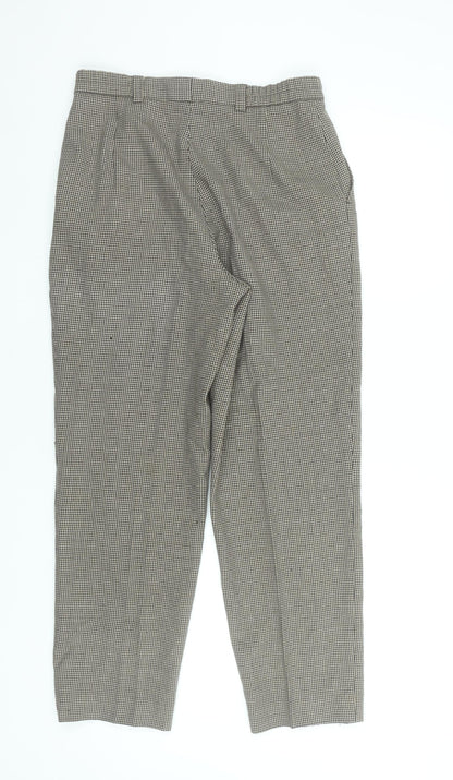 Gardeur Women's Brown Houndstooth Wool Slim Trousers Size 12