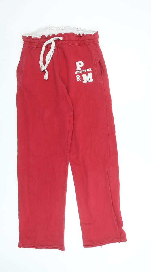 Poolman Men's Red XL Cotton Sweatpants with Logo and Drawstring