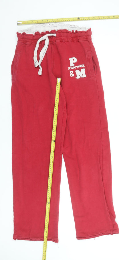 Poolman Men's Red XL Cotton Sweatpants with Logo and Drawstring