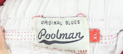 Poolman Men's Red XL Cotton Sweatpants with Logo and Drawstring