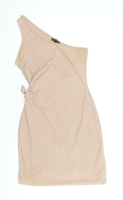 Pink Vanilla Women’s Beige One Shoulder Bodycon Dress Size 12