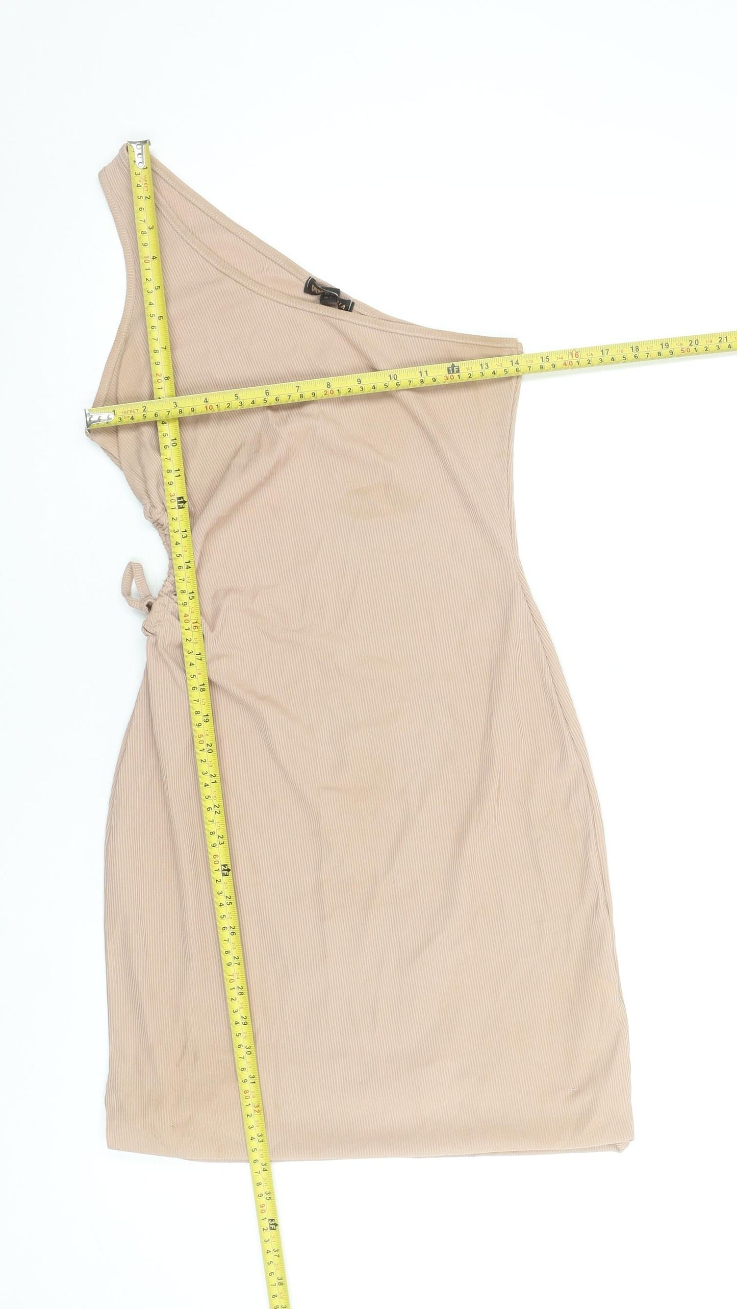 Pink Vanilla Women’s Beige One Shoulder Bodycon Dress Size 12