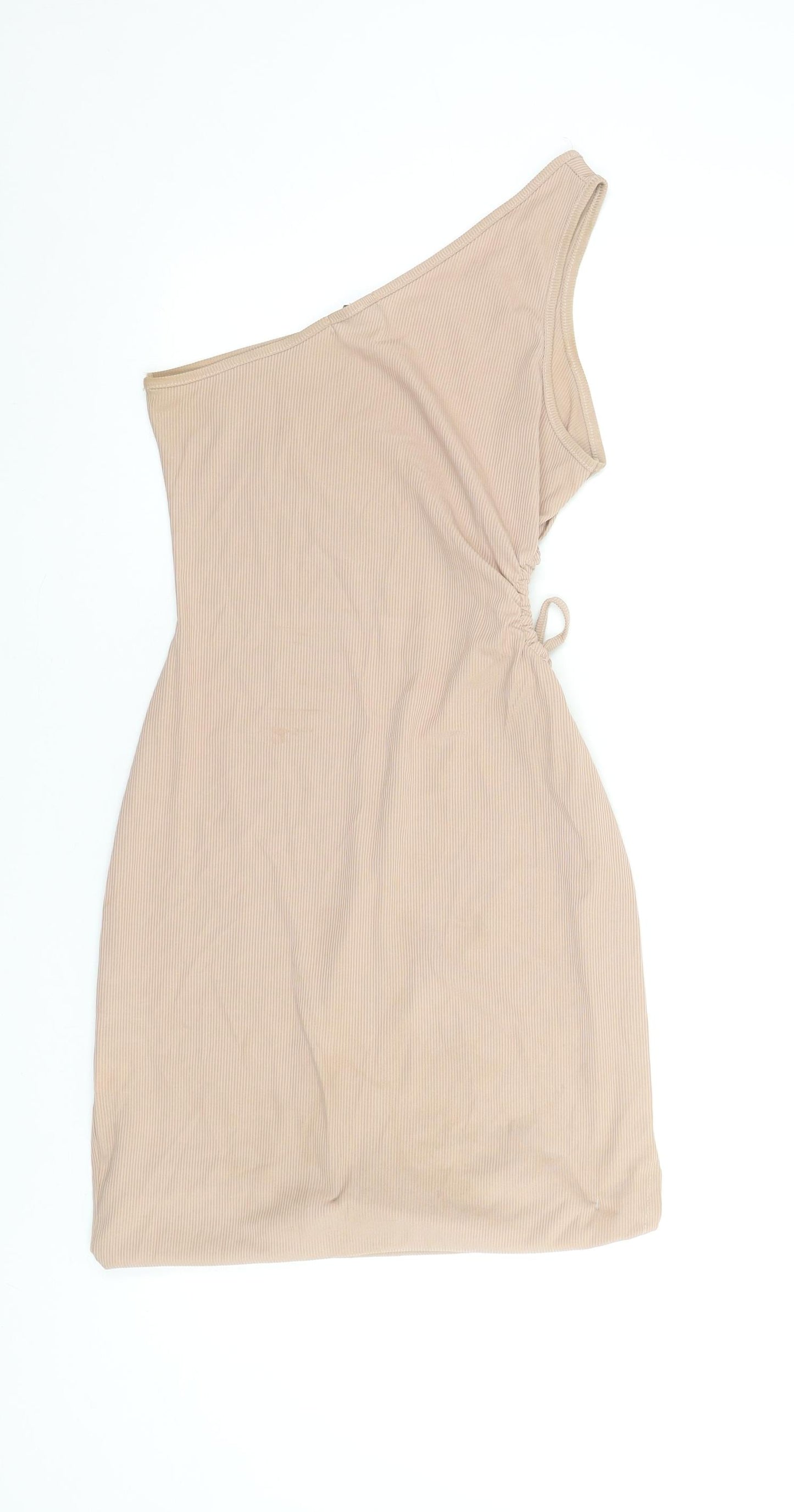 Pink Vanilla Women’s Beige One Shoulder Bodycon Dress Size 12