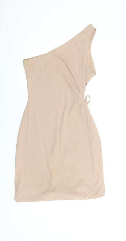 Pink Vanilla Women’s Beige One Shoulder Bodycon Dress Size 12