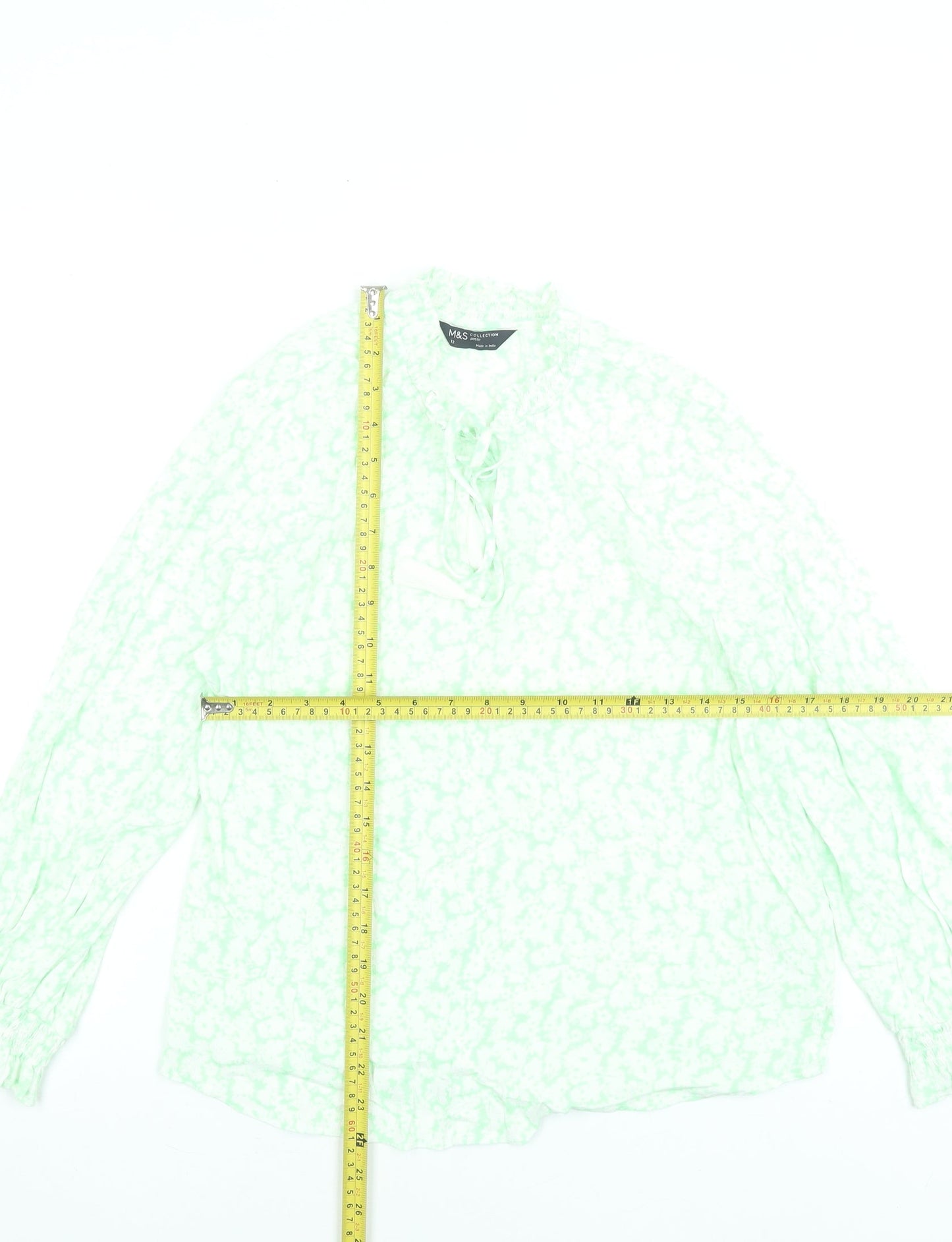 Womens UK Size 12 Marks and Spencer Green Tunic Blouse