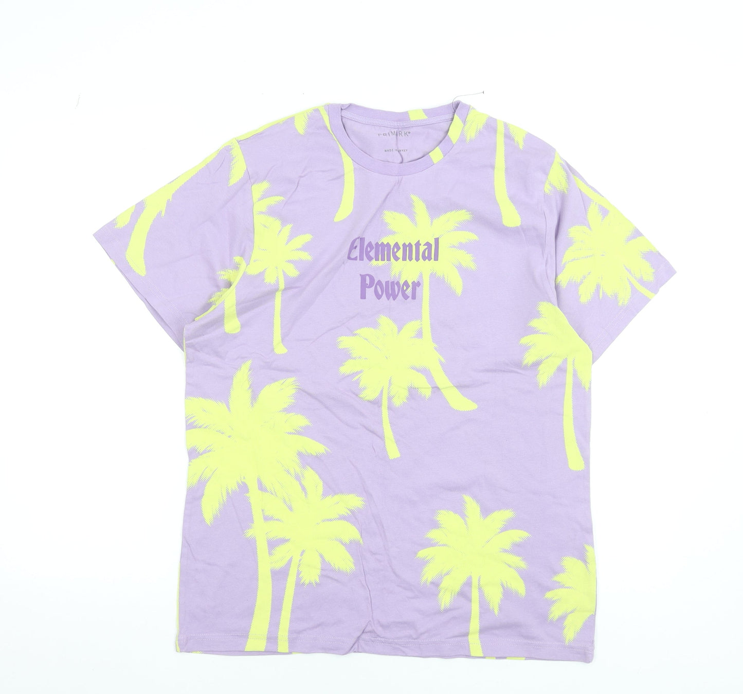 Primark Men’s Purple Palm Tree Graphic T-Shirt Size S