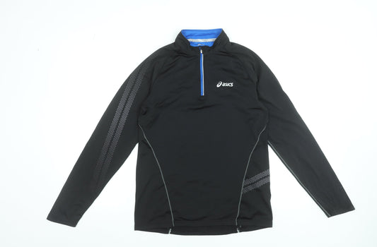 ASICS Men's Black Long Sleeve 1/4 Zip Running Top Size M
