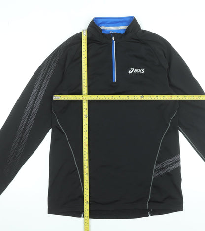 ASICS Men's Black Long Sleeve 1/4 Zip Running Top Size M