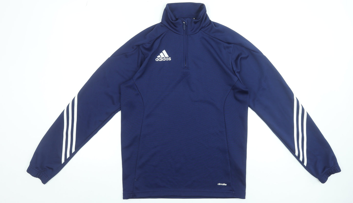 Adidas Men's Blue Small 1/4 Zip Track Jacket Climalite Polyester