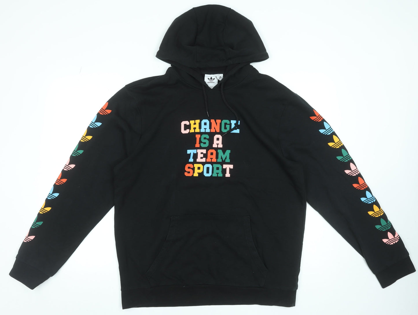 Adidas Men's Black Pullover Hoodie L Graphic Sports Cotton