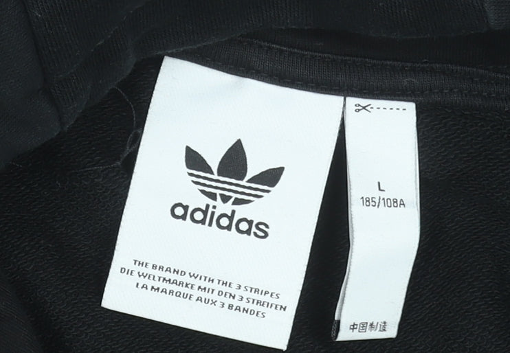 Adidas Men's Black Pullover Hoodie L Graphic Sports Cotton