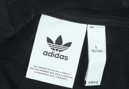 Adidas Men's Black Pullover Hoodie L Graphic Sports Cotton