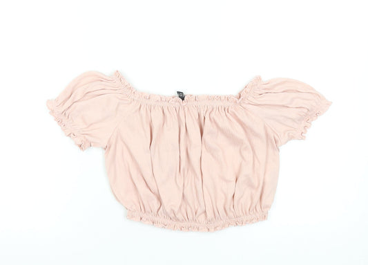 Womens UK Size 12 H&M Pink Cropped Blouse