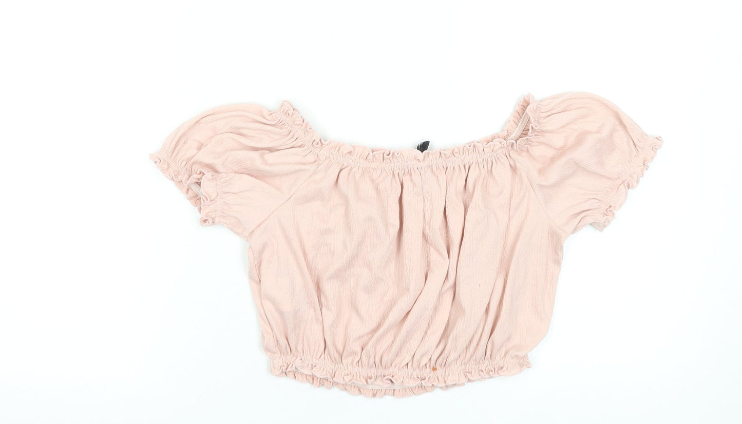 Womens UK Size 12 H&M Pink Cropped Blouse