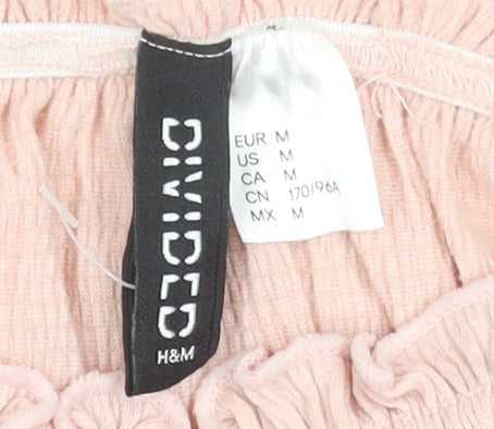 Womens UK Size 12 H&M Pink Cropped Blouse