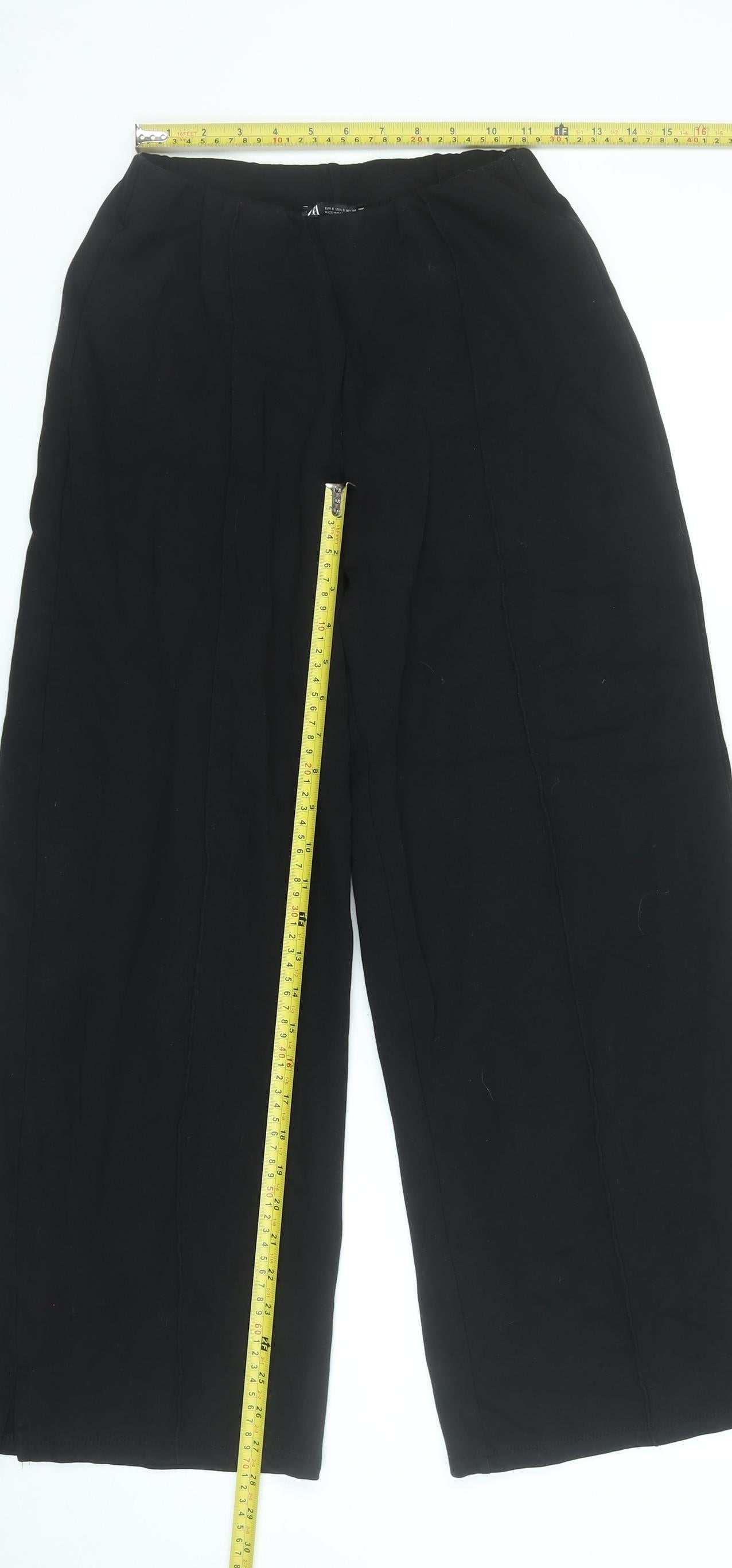 Womens UK Size S Zara Relaxed Fit Casual Workwear Travel Black Trousers