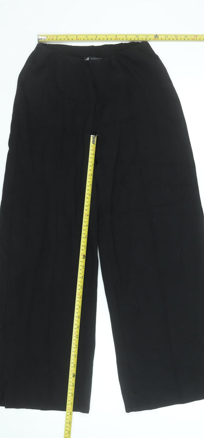 Womens UK Size S Zara Relaxed Fit Casual Workwear Travel Black Trousers