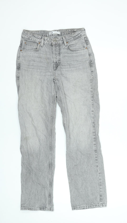 Zara Womens Grey Straight Leg Jeans Size 6 Cotton Denim