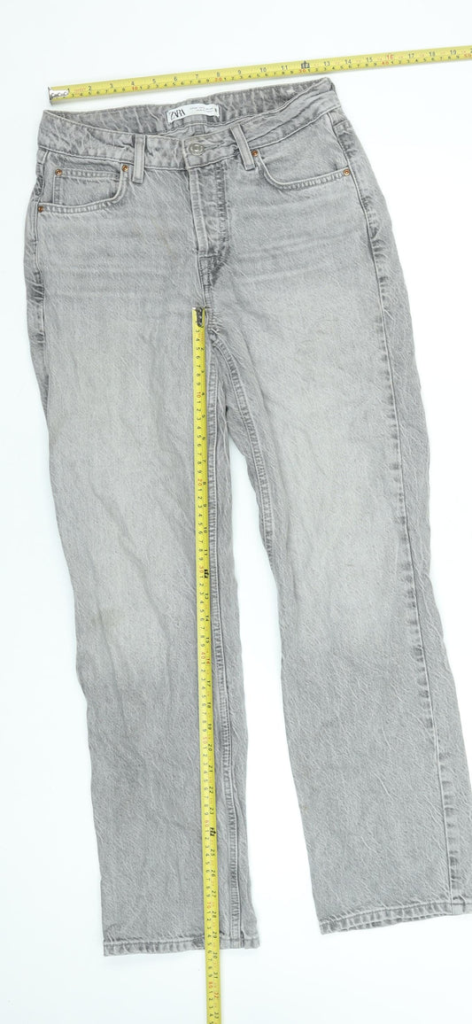 Zara Womens Grey Straight Leg Jeans Size 6 Cotton Denim