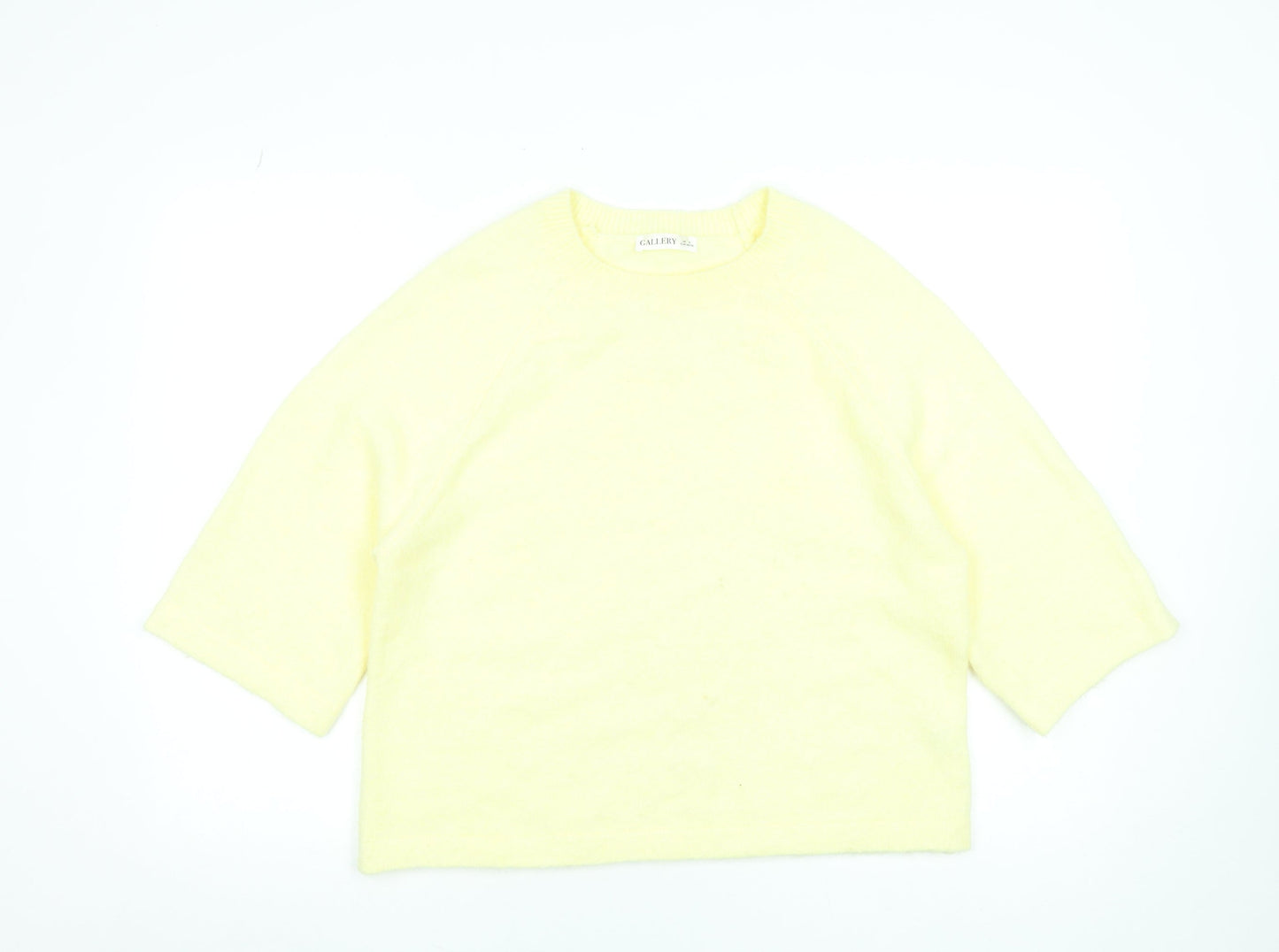 Gallery Women’s Yellow Crew Neck 3/4 Sleeve Pullover Jumper Size 10