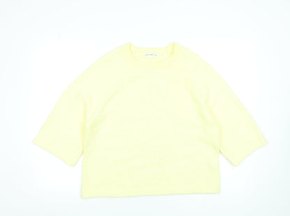 Gallery Women’s Yellow Crew Neck 3/4 Sleeve Pullover Jumper Size 10