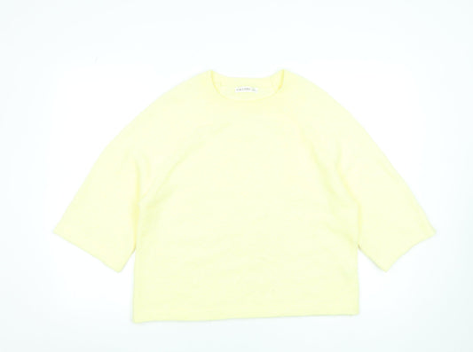 Gallery Women’s Yellow Crew Neck 3/4 Sleeve Pullover Jumper Size 10