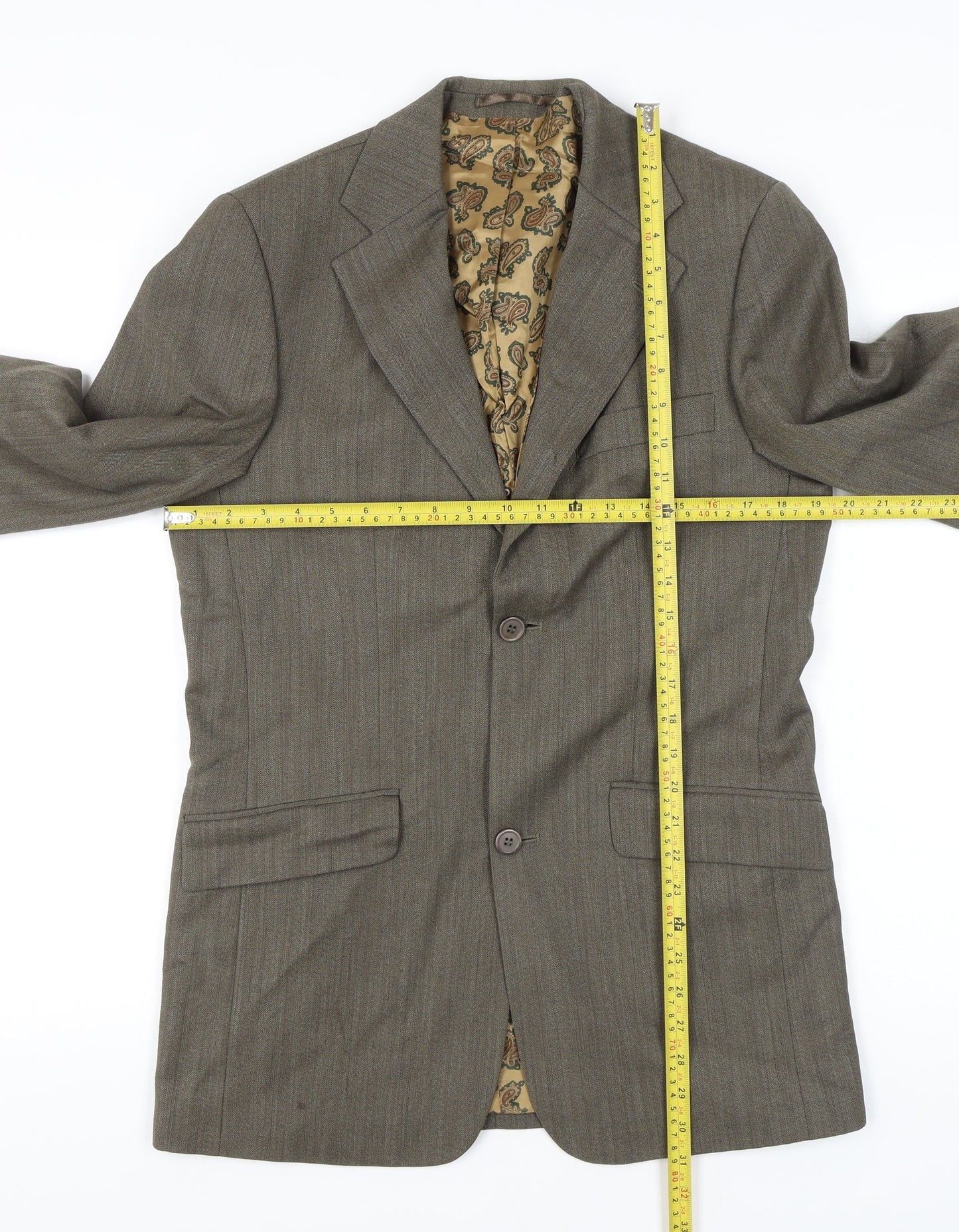 Ben Sherman Men's Brown Wool Blend Two Button Blazer Jacket 36