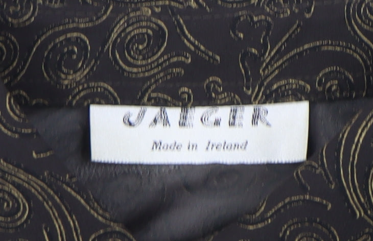 Jaeger Womens Black Paisley Silk Blend Long Sleeve Button-Up