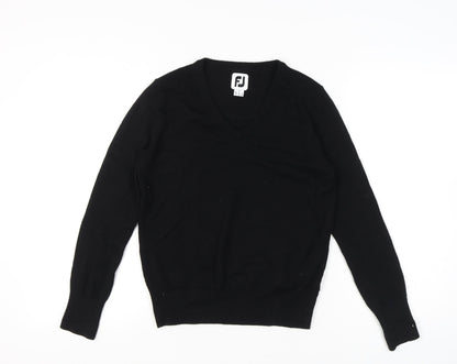 FootJoy Men's Black Small V-Neck Lambswool Pullover Jumper