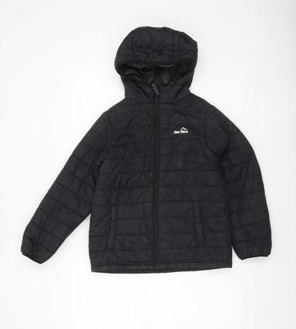 Peter Storm Boys Black 9-10 Years Hooded Puffer Jacket Lightweight Warm