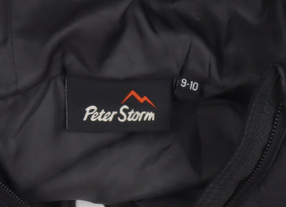 Peter Storm Boys Black 9-10 Years Hooded Puffer Jacket Lightweight Warm
