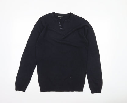 Red Herring Men's Black XS Henley Acrylic Knit Jumper