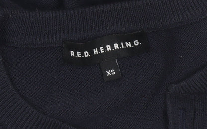 Red Herring Men's Black XS Henley Acrylic Knit Jumper