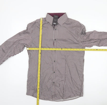 Dunnes Men’s Multicoloured Striped Cotton Long Sleeve Button-Up Shirt Size S