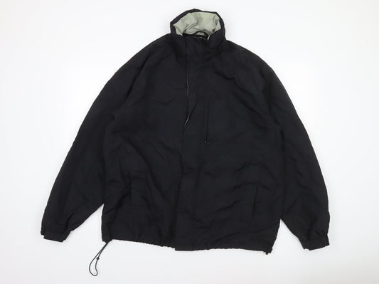 Mens UK Size L Easy Black Windbreaker Coat