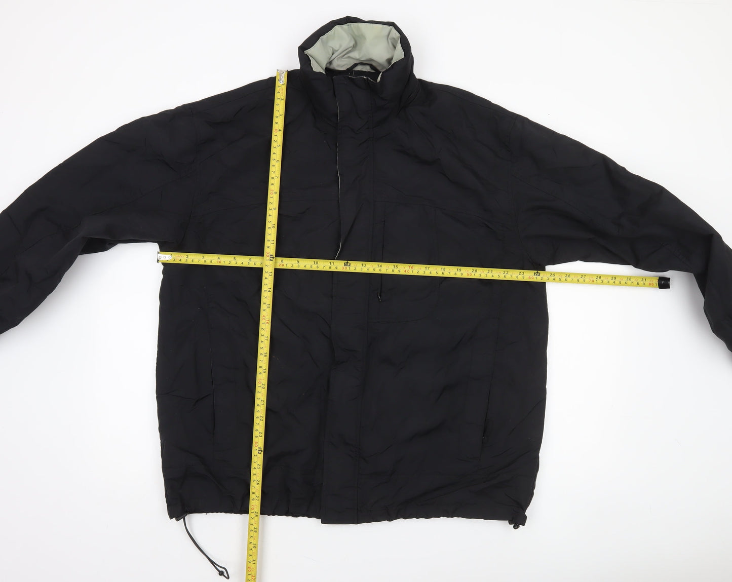 Mens UK Size L Easy Black Windbreaker Coat