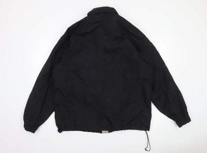 Mens UK Size L Easy Black Windbreaker Coat