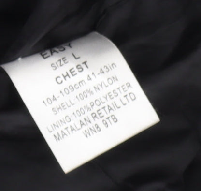 Mens UK Size L Easy Black Windbreaker Coat