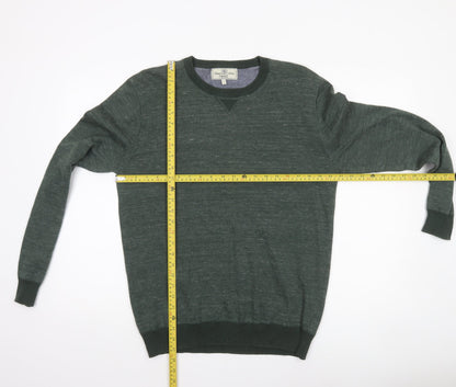 Next Men Green Cotton Blend Crew Neck Pullover Jumper L