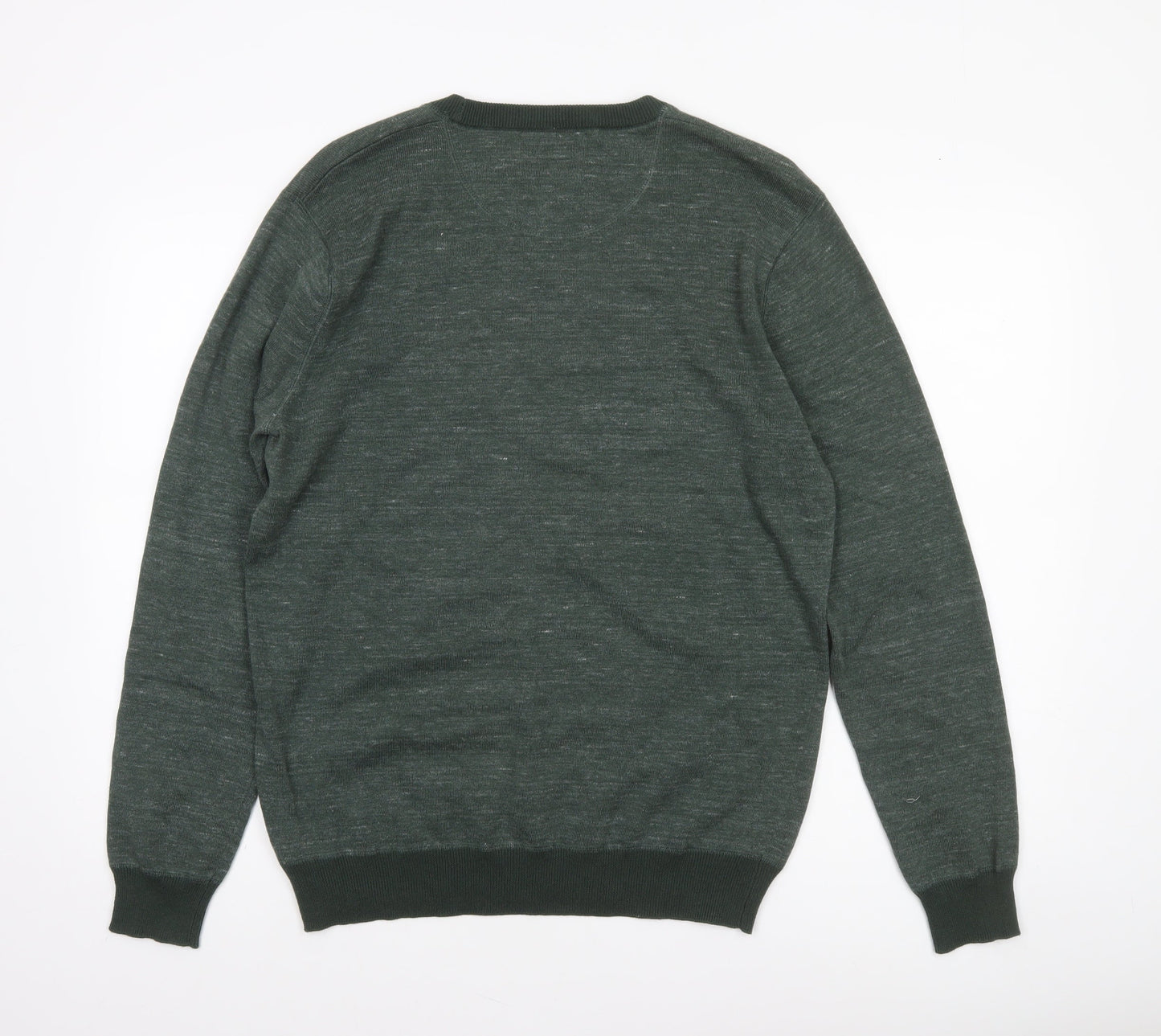 Next Men Green Cotton Blend Crew Neck Pullover Jumper L