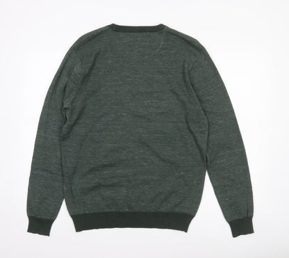 Next Men Green Cotton Blend Crew Neck Pullover Jumper L