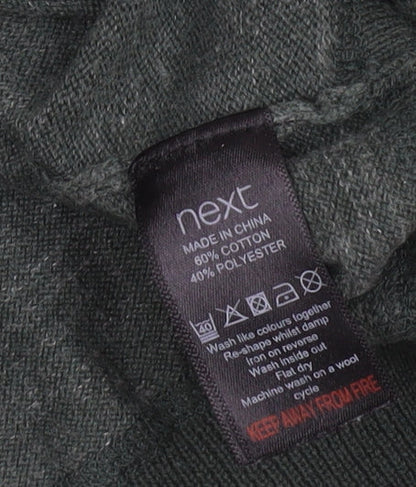 Next Men Green Cotton Blend Crew Neck Pullover Jumper L