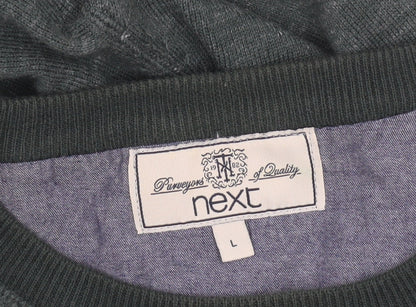 Next Men Green Cotton Blend Crew Neck Pullover Jumper L