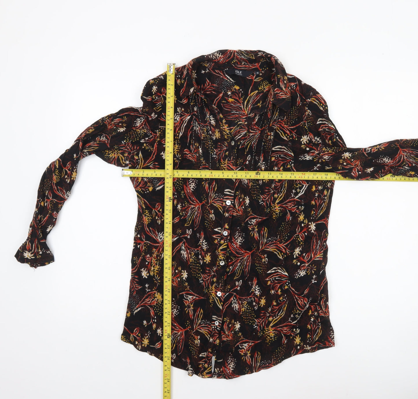 ISLE Collection Women's Multicoloured Floral Button-Up Shirt Size 16