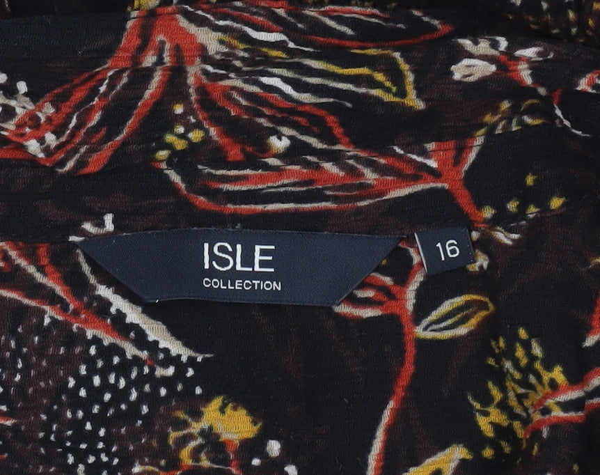 ISLE Collection Women's Multicoloured Floral Button-Up Shirt Size 16