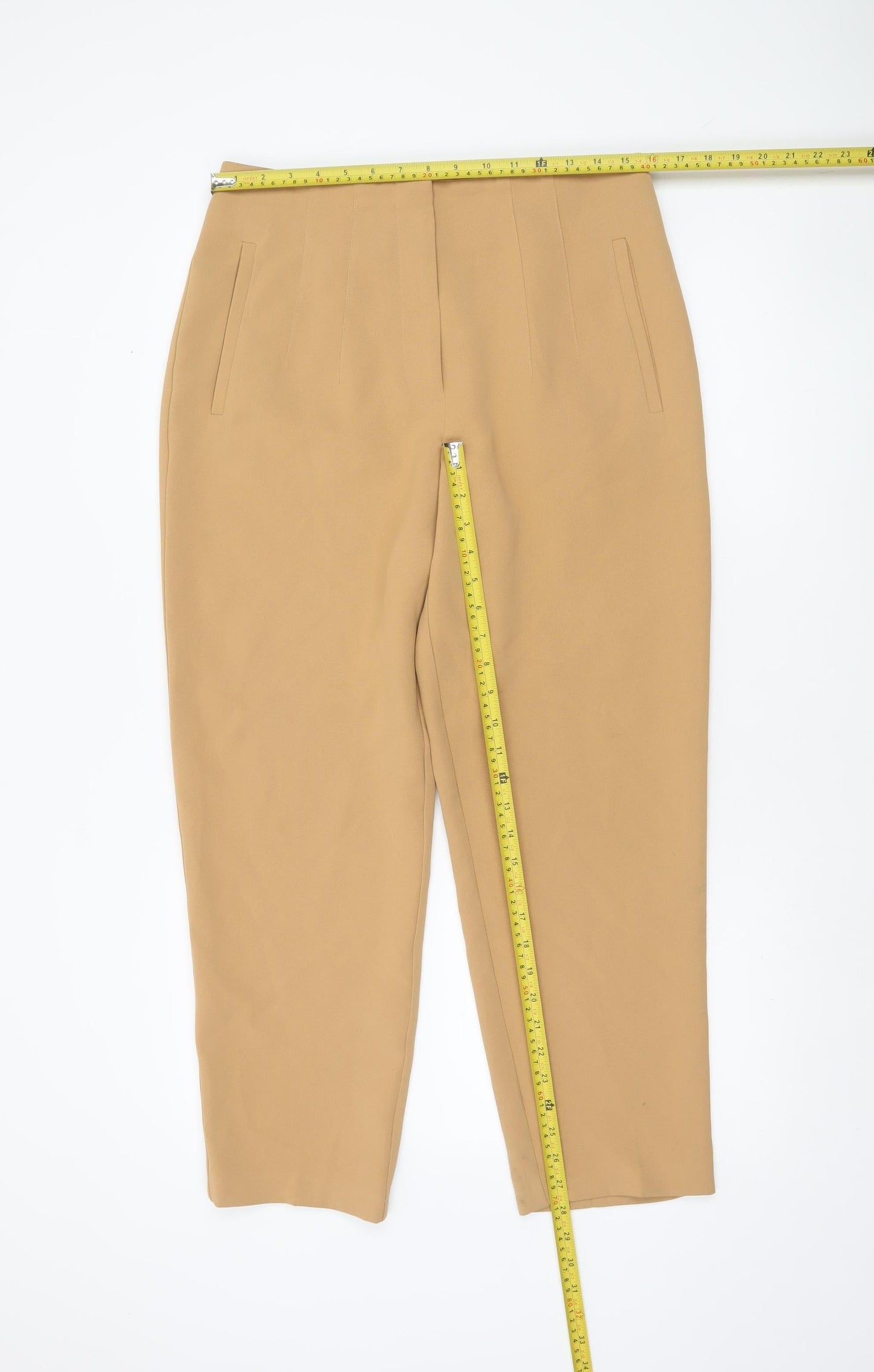 Primark Women Beige Size 12 Polyester Dress Pants