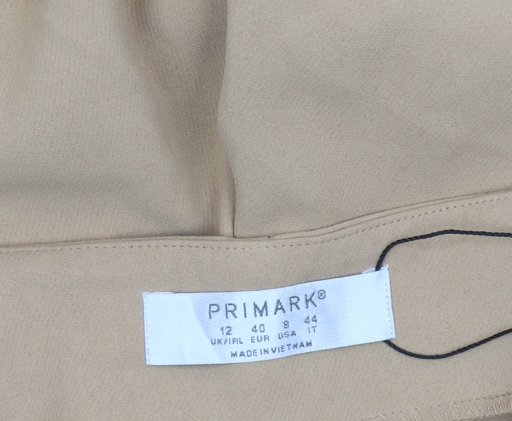 Primark Women Beige Size 12 Polyester Dress Pants