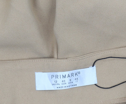 Primark Women Beige Size 12 Polyester Dress Pants