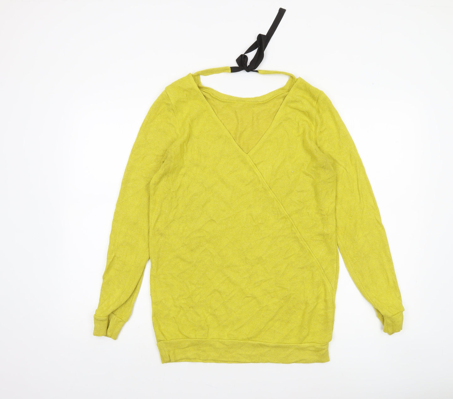 Womens UK Size 6 River Island Yellow Wrap Jumper